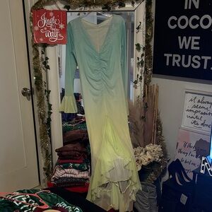 Ombre Long Sleeve Maxi Dress